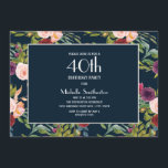 Blue Burgundy Blush Floral 40th Birthday Kaart<br><div class="desc">Elegant navy blue,  Bourgogne,  en wazige roze boho-achtige waterverf met een 40e verjaardag uitnodiging voor vrouwen. De tekst en de doopvonten zijn volledig klantgericht op deze uitnodiging wanneer u het ontwerphulpmiddel van Zazzle gebruikt. Neem contact met ons op voor hulp bij het aanpassen of aanpassen van producten.</div>