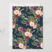 Blue Burgundy Blush Floral 50th Birthday Kaart (Achterkant)