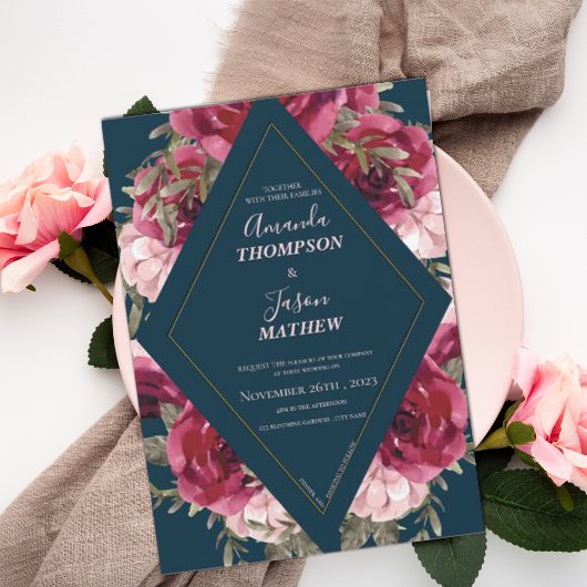 Blue Burgundy Blush Pink Beauful Floral Wedding