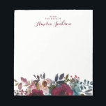Blue Burgundy Floral - Aangepaste schrijfbenodigdh Notitieblok<br><div class="desc">Meer notebooks in de Little Bayleigh Store!</div>