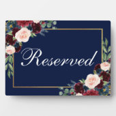 Blue Burgundy Floral Wedding Gereserveerd 5x7 Tabe Fotoplaat (voorkant)