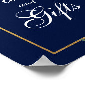 Blue Burgundy Gold Floral Wedding Cards Gifts Poster (Hoek)