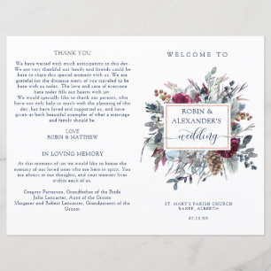 Blue Burgundy Paars Floral vouwde het programma aa