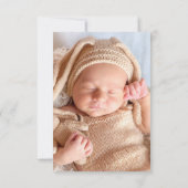 Blue Burlap Baby Birth Photos Announcement Kaart (Achterkant)
