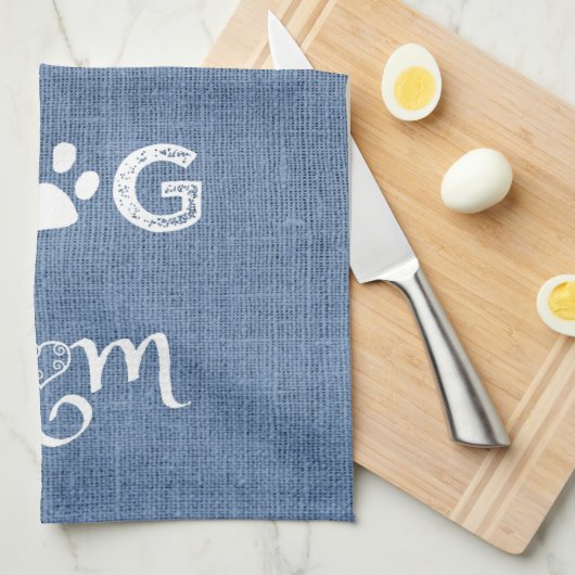 Blue Burlap Dog Ma Kitchen Towel Theedoek (Quarter Fold)