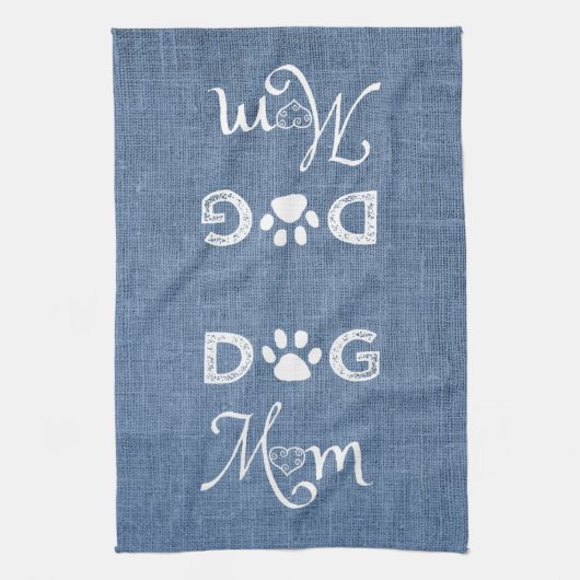 Blue Burlap Dog Ma Kitchen Towel Theedoek (Verticaal)