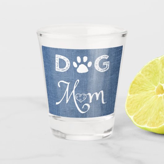 Blue Burlap Dog Ma Shot glass Glas (Voorkant)