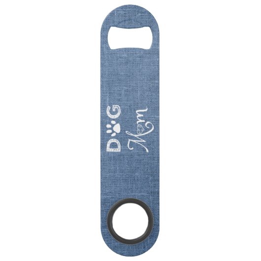Blue Burlap Dog Ma Steel Bottle Open Speed Flessenopener (Achterkant)