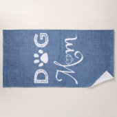 Blue Burlap Dog Mam Beach Towel Strandlaken (Voorkant)