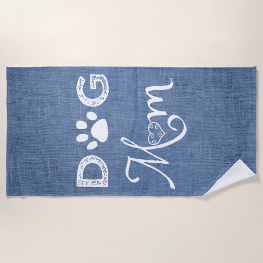 Blue Burlap Dog Mam Beach Towel Strandlaken (Voorkant)