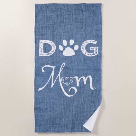 Blue Burlap Dog Mam Beach Towel Strandlaken (Voorkant)
