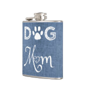 Blue Burlap Dog Mam Flask Heupfles (Links)