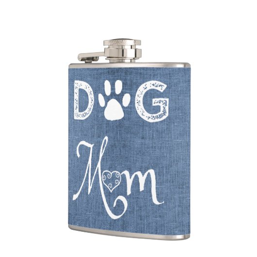 Blue Burlap Dog Mam Flask Heupfles (Links)