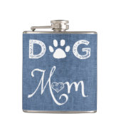 Blue Burlap Dog Mam Flask Heupfles (Voorkant)