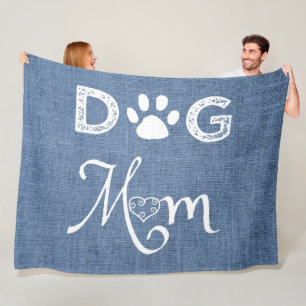 Blue Burlap Dog Mam Fleece Blanket