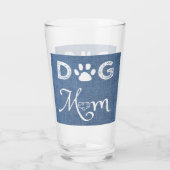 Blue Burlap Dog Mam Glass Cup Glas (Achterkant)