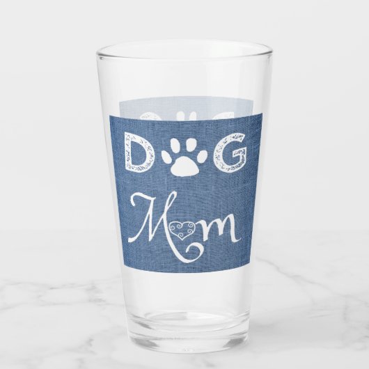 Blue Burlap Dog Mam Glass Cup Glas (Achterkant)