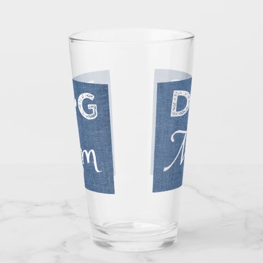 Blue Burlap Dog Mam Glass Cup Glas (Links)