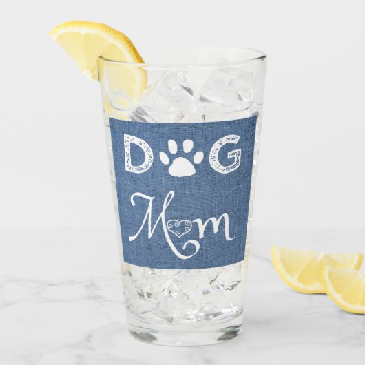 Blue Burlap Dog Mam Glass Cup Glas (Voorkant ijs)