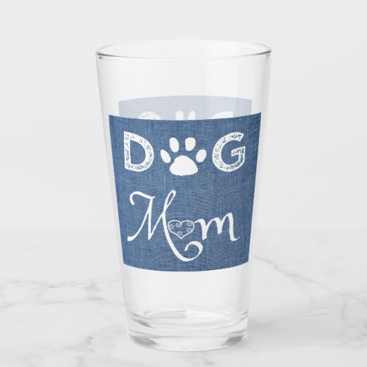 Blue Burlap Dog Mam Glass Cup Glas (Voorkant)