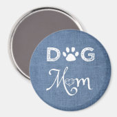 Blue Burlap Dog Mam Magnet (Voorkant / Achterkant)