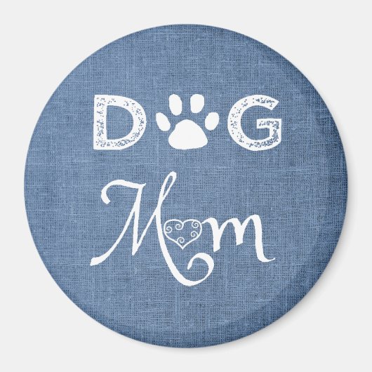 Blue Burlap Dog Mam Magnet (Voorkant)