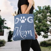 Blue Burlap Dog mama Canvas tas