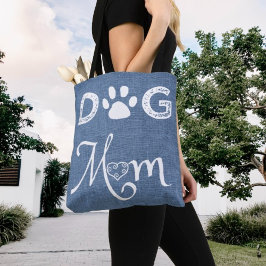 Blue Burlap Dog mama Canvas tas