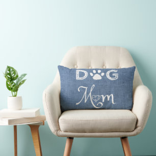 Blue Burlap Dog mama Lumbar Pillow Kussen