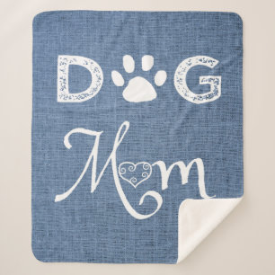 Blue Burlap Dog mama Sherpa Blanket Deken