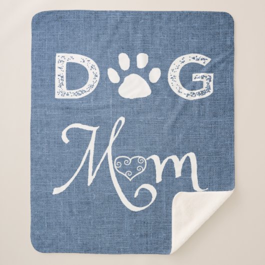 Blue Burlap Dog mama Sherpa Blanket Deken (Voorkant)