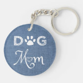 Blue Burlap Dog mama Sleutelhanger (Achterkant)
