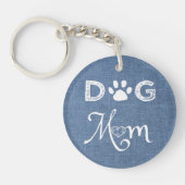 Blue Burlap Dog mama Sleutelhanger (Voorkant)