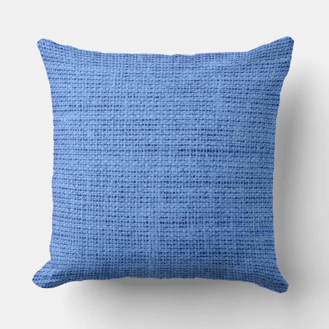 Blue Burlap Linen Rustic Jute Kussen (Voorkant)