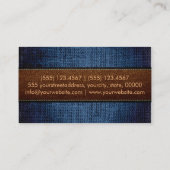 Blue Burlap Linen Rustic Jute look Leather Visitekaartje (Achterkant)