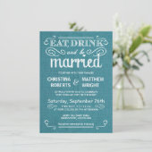 Blue Burlap Rustic Wedding Invitations Kaart (Staand voorkant)