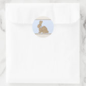 Blue & Burlap rustiek konijntje paasfeest Baby sho Ronde Sticker (Tas)