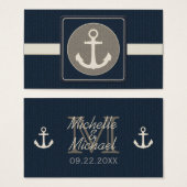 Blue Burlap Ship's Anchor Nautical Wedding Visitekaartje (Voorkant /achterkant)