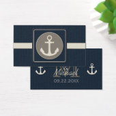 Blue Burlap Ship's Anchor Nautical Wedding Visitekaartje (Bureau)