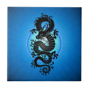 Blue Burst Chinese Dragon Tegeltje