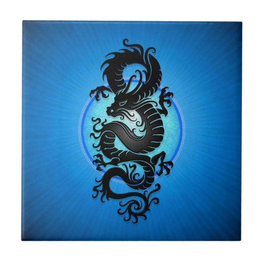 Blue Burst Chinese Dragon Tegeltje (Voorkant)
