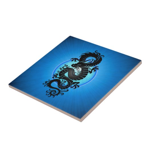 Blue Burst Chinese Dragon Tegeltje (Zijkant)