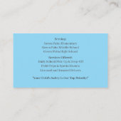 Blue Bus Driver Yellow School Bus Visitekaartje (Achterkant)