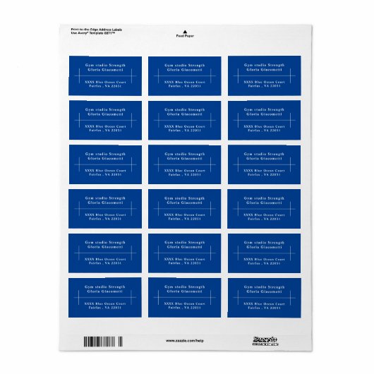 Blue Business Shipping Address Etiket (Full Sheet)