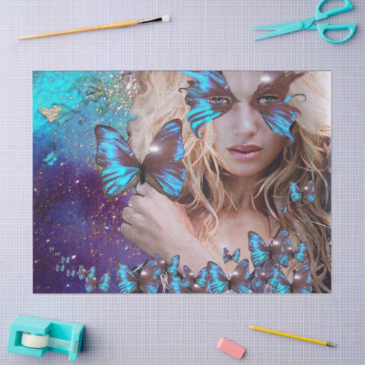 BLUE BUTERRFLY Beauty in Natuur-weefselpapier Tissuepapier (Craft)
