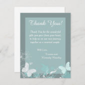 Blue Buttefly 4x5 Flat Wedding Dank u kaart (Voorkant / Achterkant)