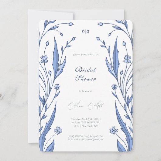 Blue Buttercup Bridal Shower Kaart (Voorkant)