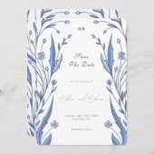 Blue Buttercup Save The Date Kaart (Voorkant / Achterkant)