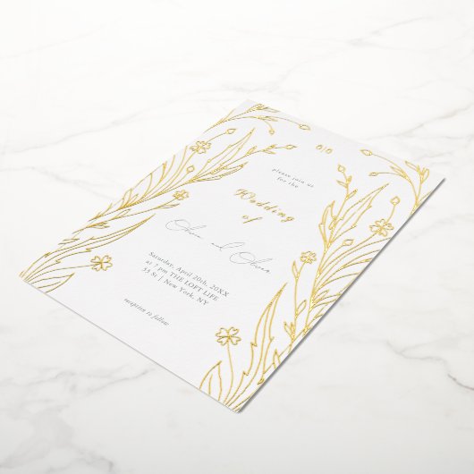 Blue Buttercup Wedding Folie Uitnodiging (Gedraaid)