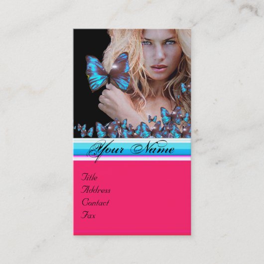 BLUE BUTTERFLES HAIR BEAUTY MAKEUP ARTIST monogram Visitekaartje (Voorkant)